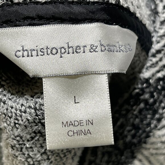 Christopher & Banks Fleece Jacket Black White Buffalo Plaid Size L Large - Picture 4 of 7